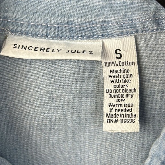 SINCERLY JULES Chambray Denim Utility Jumpsuit Size Small - Picture 4 of 7